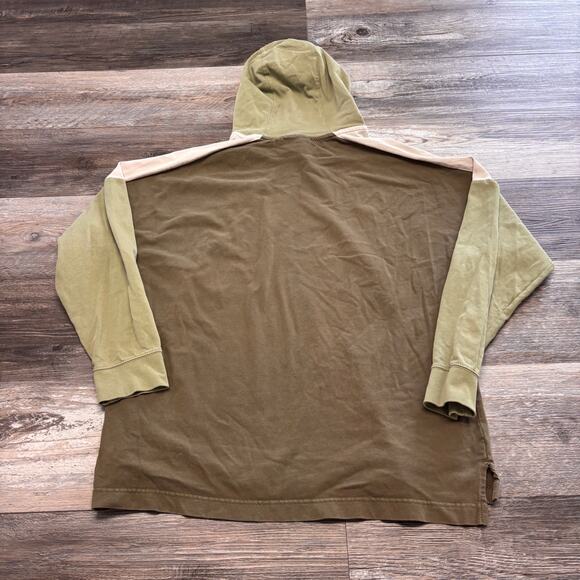 Nike Olive Green Cream Mens M Pullover Swoosh‎ Embroidered Color Block Hoodie - Picture 3 of 7
